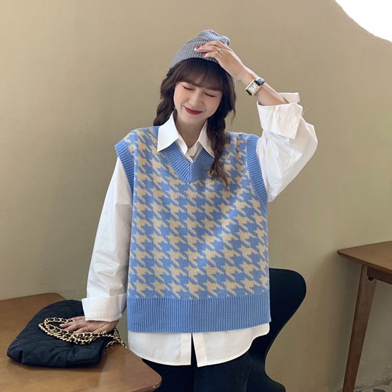 春服 秋服 ニットベスト オーバーサイズ Vネック 韓国ファッション