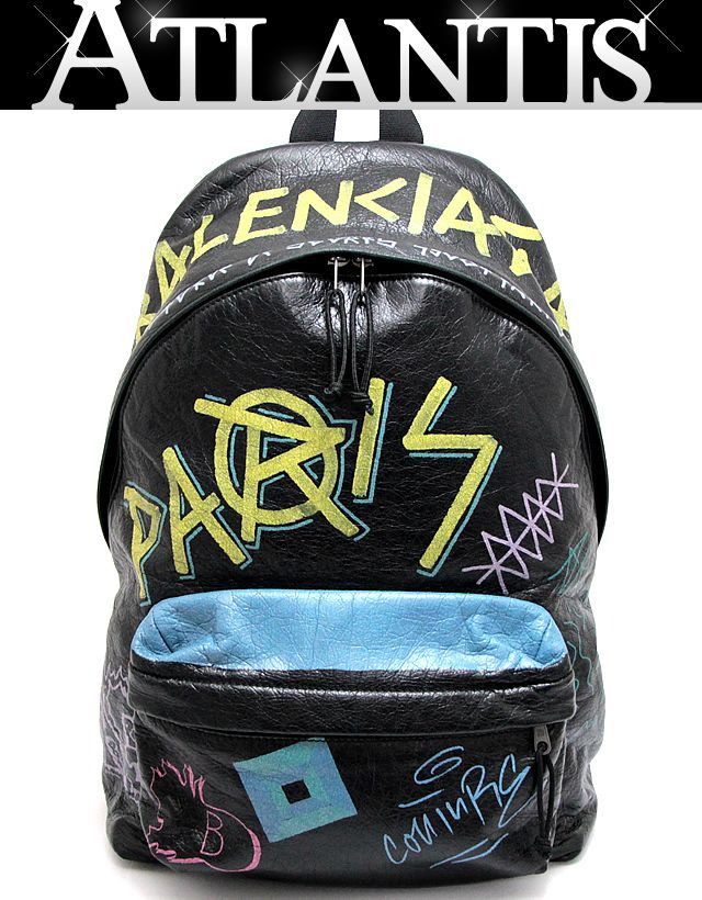 ◆バレンシアガ リュック エクスプローラー シワ加工 レザー ブラック◆ バレンシアガ BALENCIAGA グラフィティ アリーナ エクスプローラ