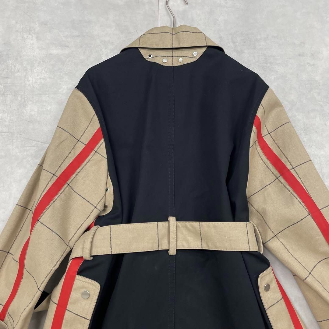 3.1 フィリップリム ロングコート 変形 異素材ドッキング チェック柄