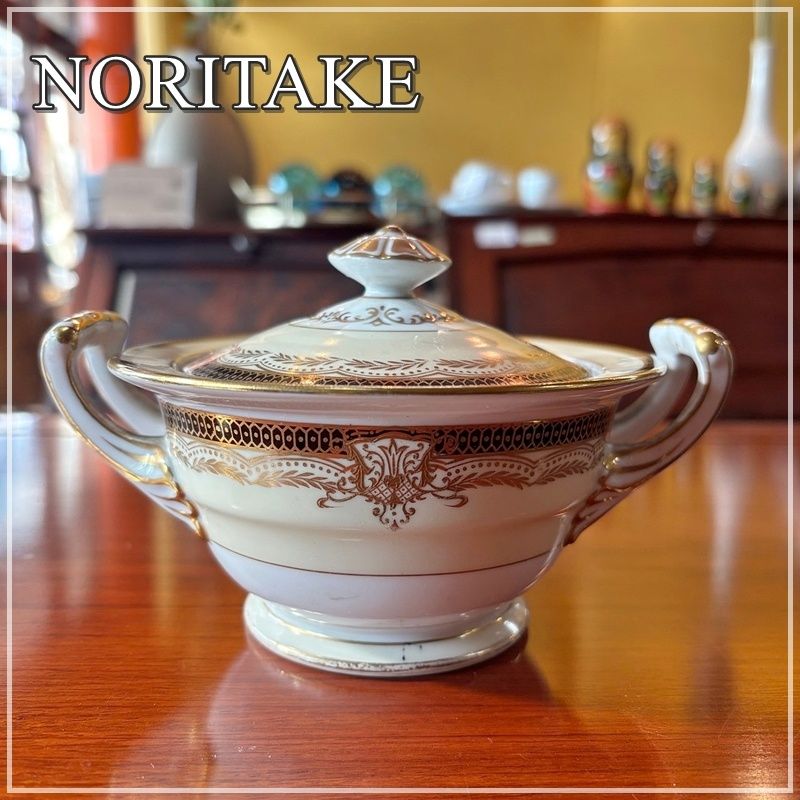 ノリタケ シュガーポット NORITAKE CHINA レトロ Noritake China 月桂樹-M印 金彩 ヴィンテージ ボーンチャイナ CA0110-1