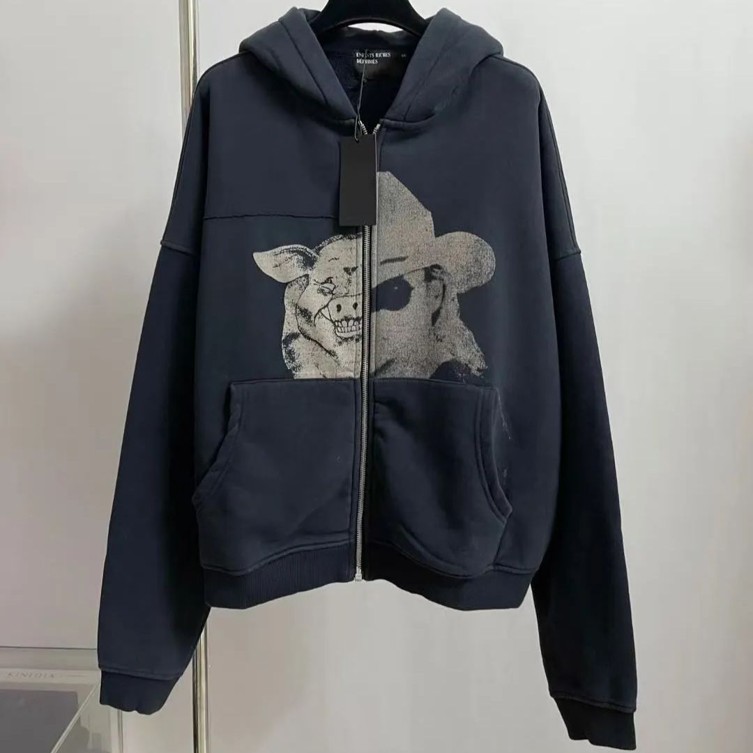 ERD 24SS Pig Allen Man ジッパーパーカー Pig Allen Jackson Assemblage Zip Hoodie Faded Black | The