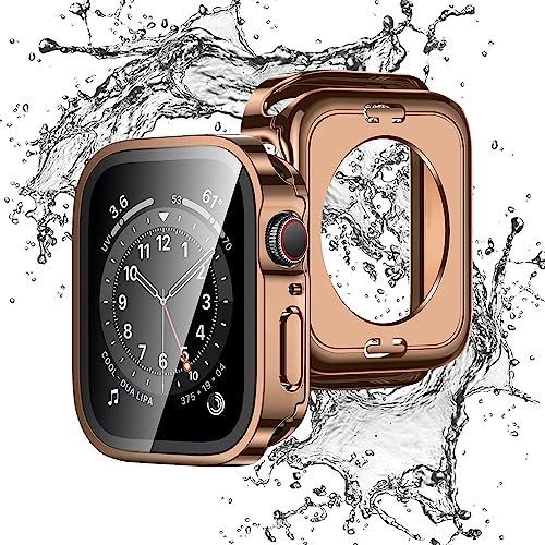 41mm_ローズゴールド YOFITAR for Apple Watchケース2 in 1防水設計 45mm 44mm 41mm 40mmアップルウォッチ 用 保護ケース 強化ガラスフィルム 一体型 Series 9876SE54 メッキ加工 3D直角エッジデ