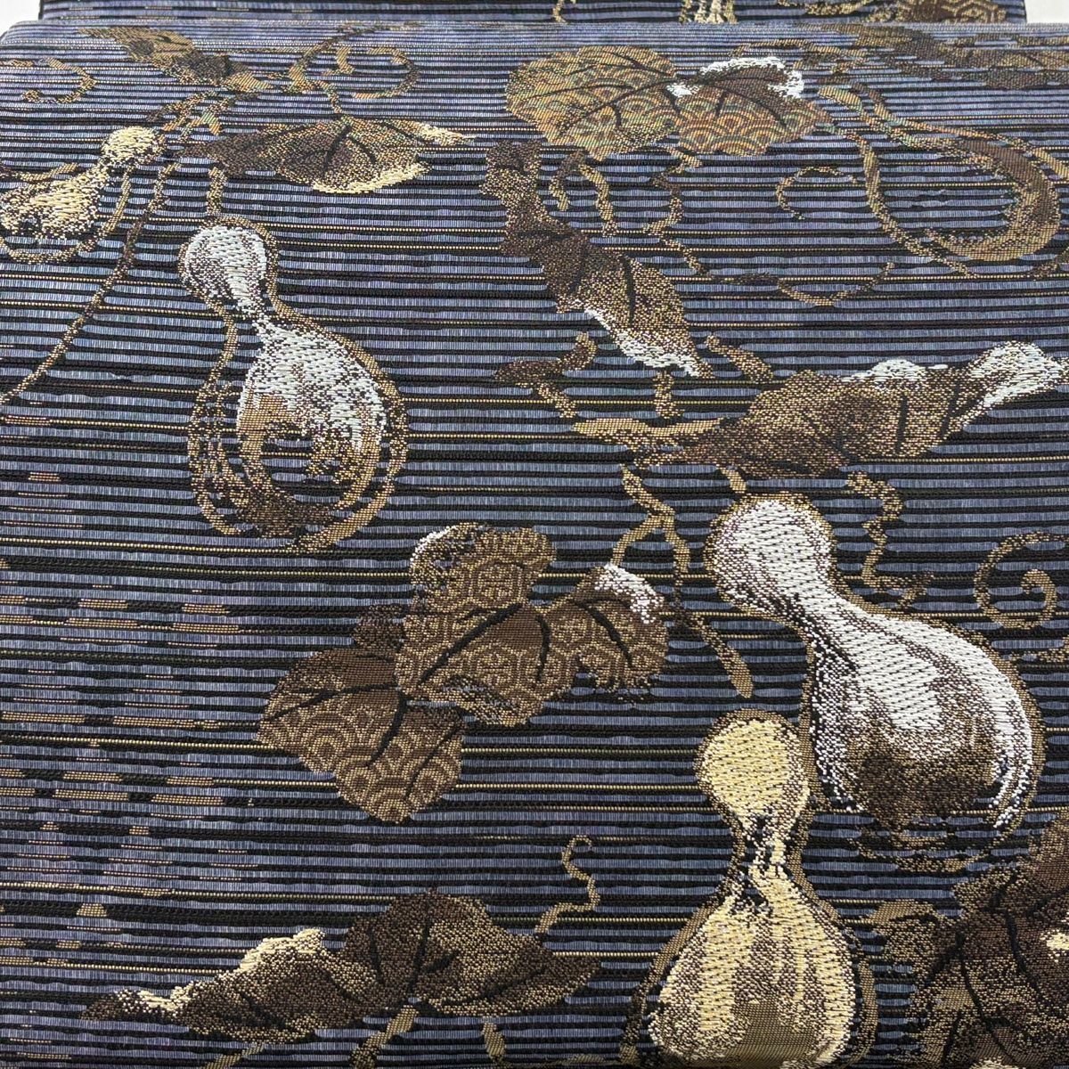 袋帯 美品 名品 手染和紙 二図引箔織 へちま 麻の葉 金銀糸 箔