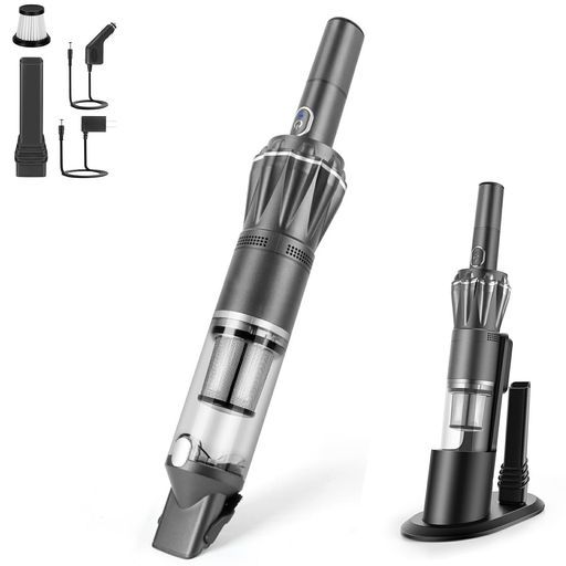 LNSOOハンディクリーナー掃除機ハンディコードレス車用掃除機15000paパワフル吸引30分間連続稼働コンパクト0.5kg超軽量スタンドキーボード掃除グレーK12