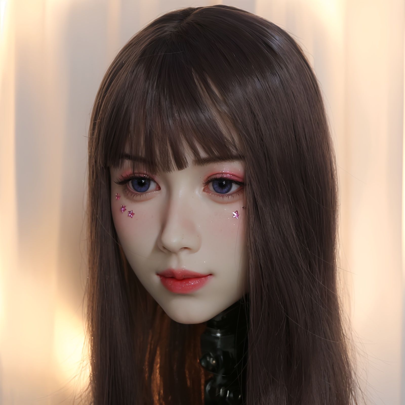 取り外し なアイラッシュ＆ヘア付きのアーティキュレートTPE人形ヘッド