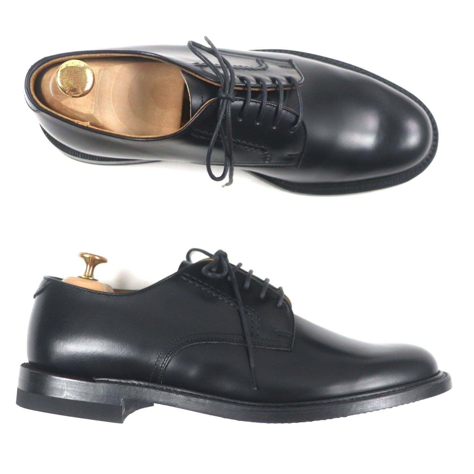 REGAL BRITISH COLLECTION ブラック レザー シューズ 未使用品▽REGAL リーガル 2504 プレーントゥ レースアップ 外