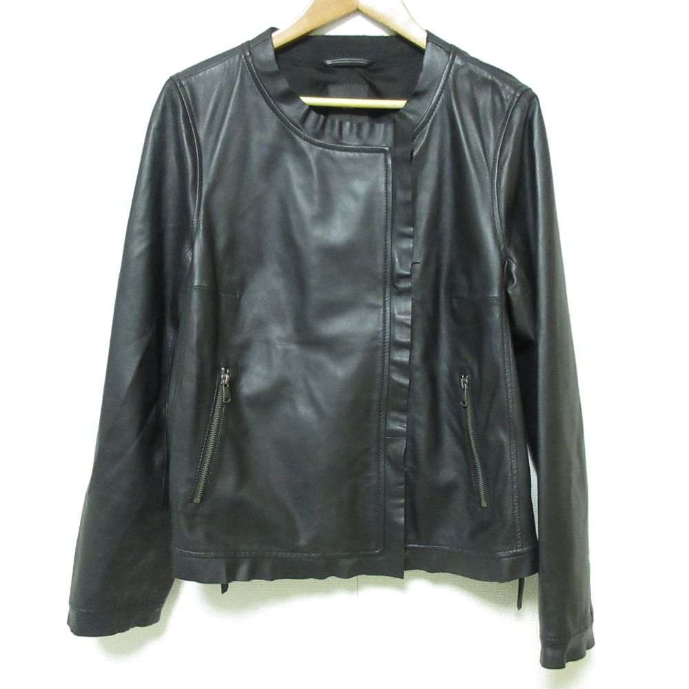 MAXMARA マックスマーラウィークエンド レザー ノー ライダースジャケット ブラック レディース 古着