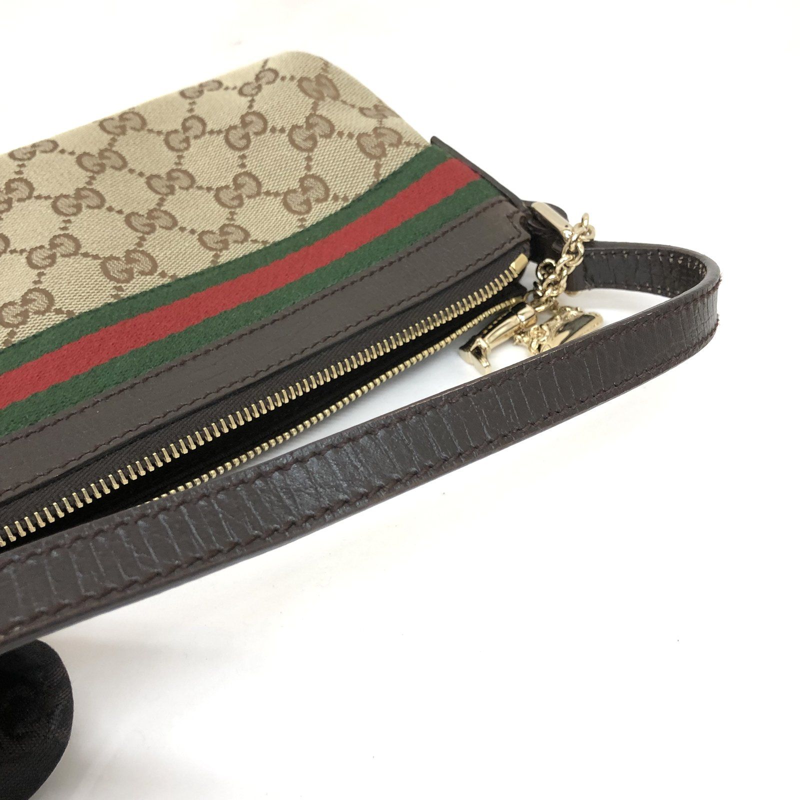 GUCCI アクセサリーポーチ　ハンドバッグ　シェリー　グッチ GUCCI グッチ アクセサリーポーチ ハンドポーチ シェリーライン - メルカリ