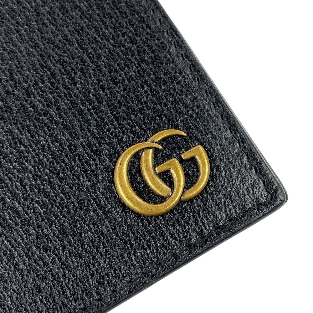 グッチ GGマーモント2つ折りレザーウォレット  428726【Sランク】【中古】 GUCCI（グッチ） GGマーモント ブランドオフ レザー 二つ折り財布