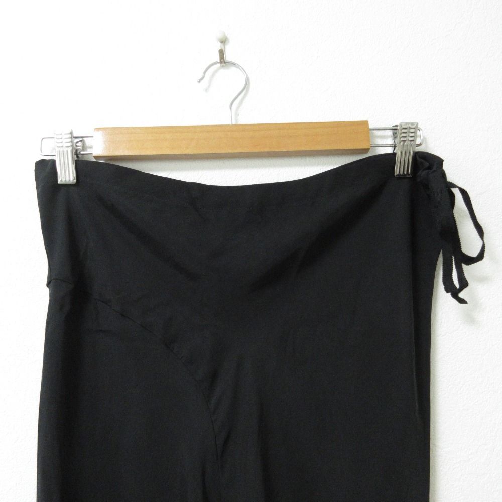 ANN DEMEULEMEESTER ブラックタイトスカート 36 良品 ANN DEMEULEMEESTER アンドゥムルメステール サテン タイト