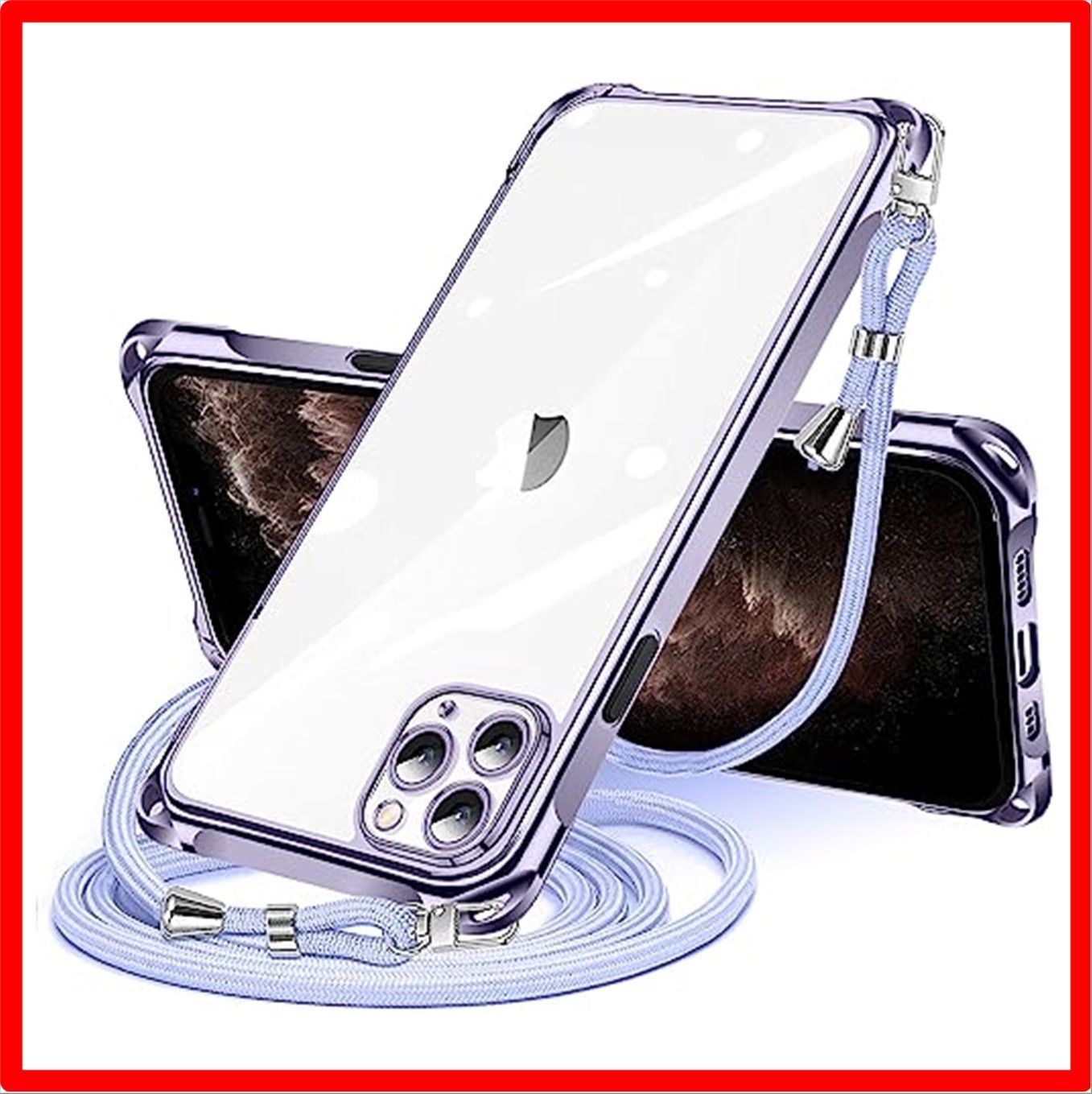 【匿名配送】 iPhone11 Pro Max_パープル iPhone 11 Pro Max 用 ケース クリア ショルダー iphone11pro max ス