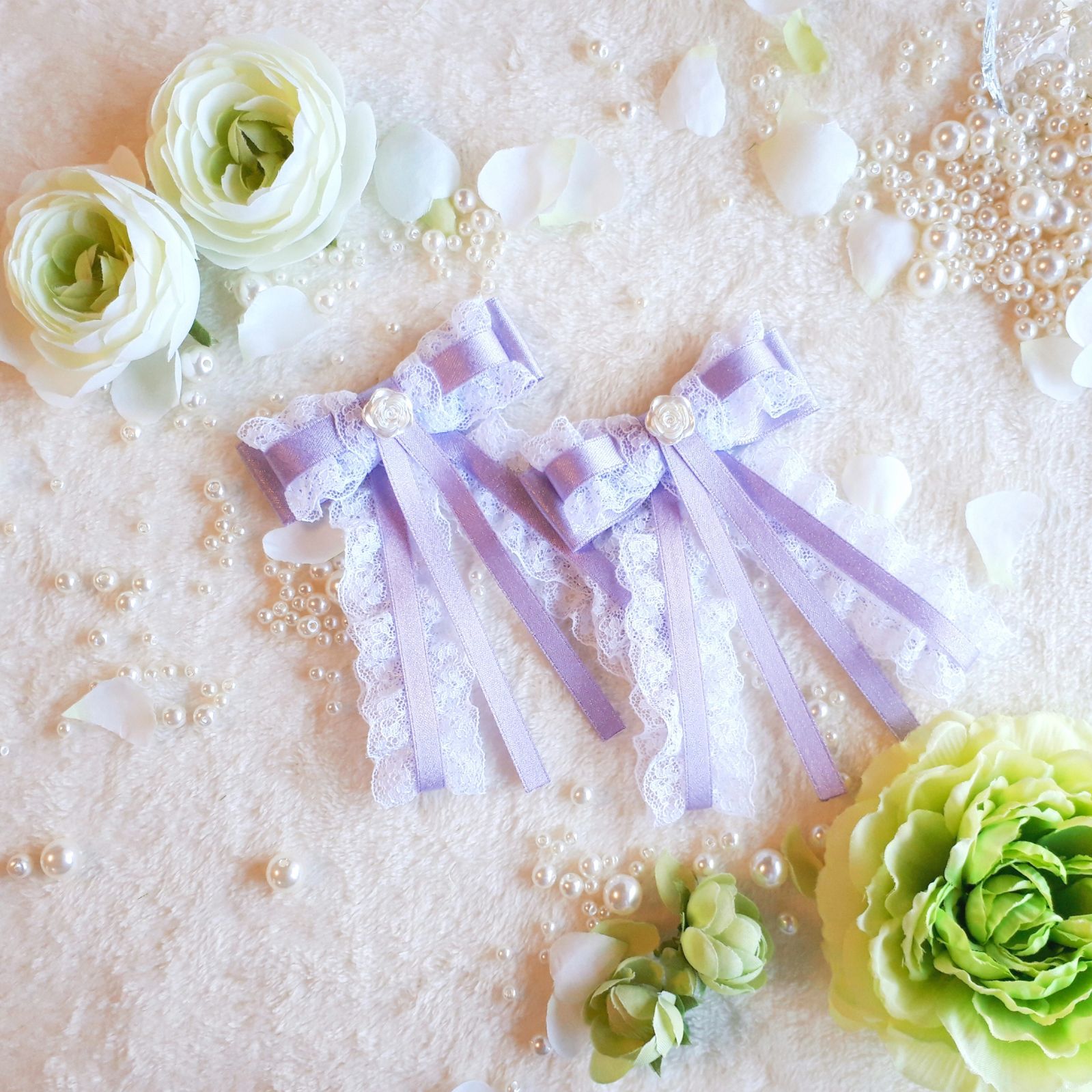 ハンドメイド♡お花ツインクリップ ハンドメイド♡ななうさちゃんお花  