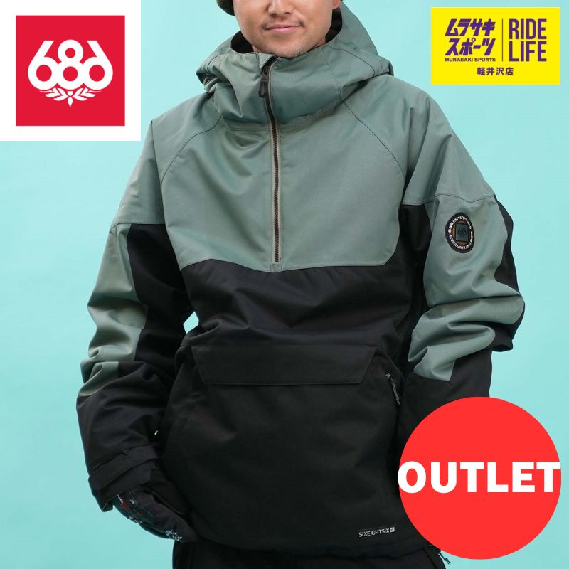 ムラスポ公式 686 RENEWAL INSULATED ANORAK CPBLK 24-25 メンズ スノーウェア スノーボード アウトレット 40％OFF