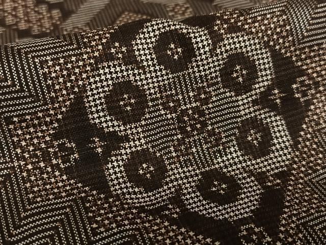 平和屋着物□極上 お召 花菱地紋 色無地 深紫色 逸品 未使用 DZAA7062kh5