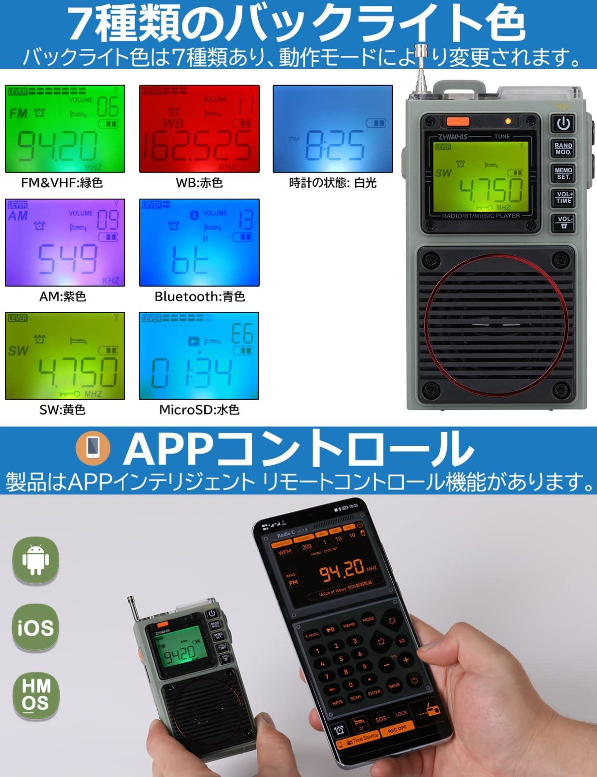 MicroSDカード対応 FM|中波|短波|VHF|ワイドFM