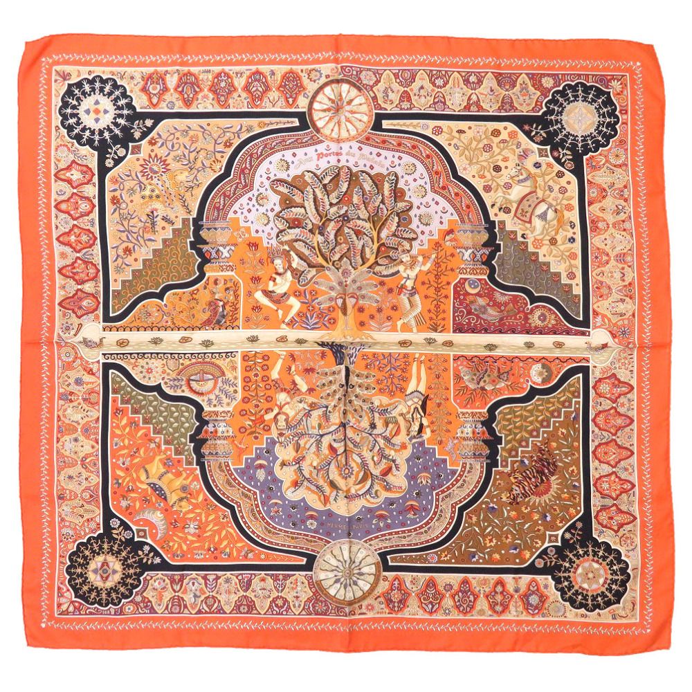 美品 可愛い エルメス シルクスカーフ モスリン 王宮の扉 ピンク