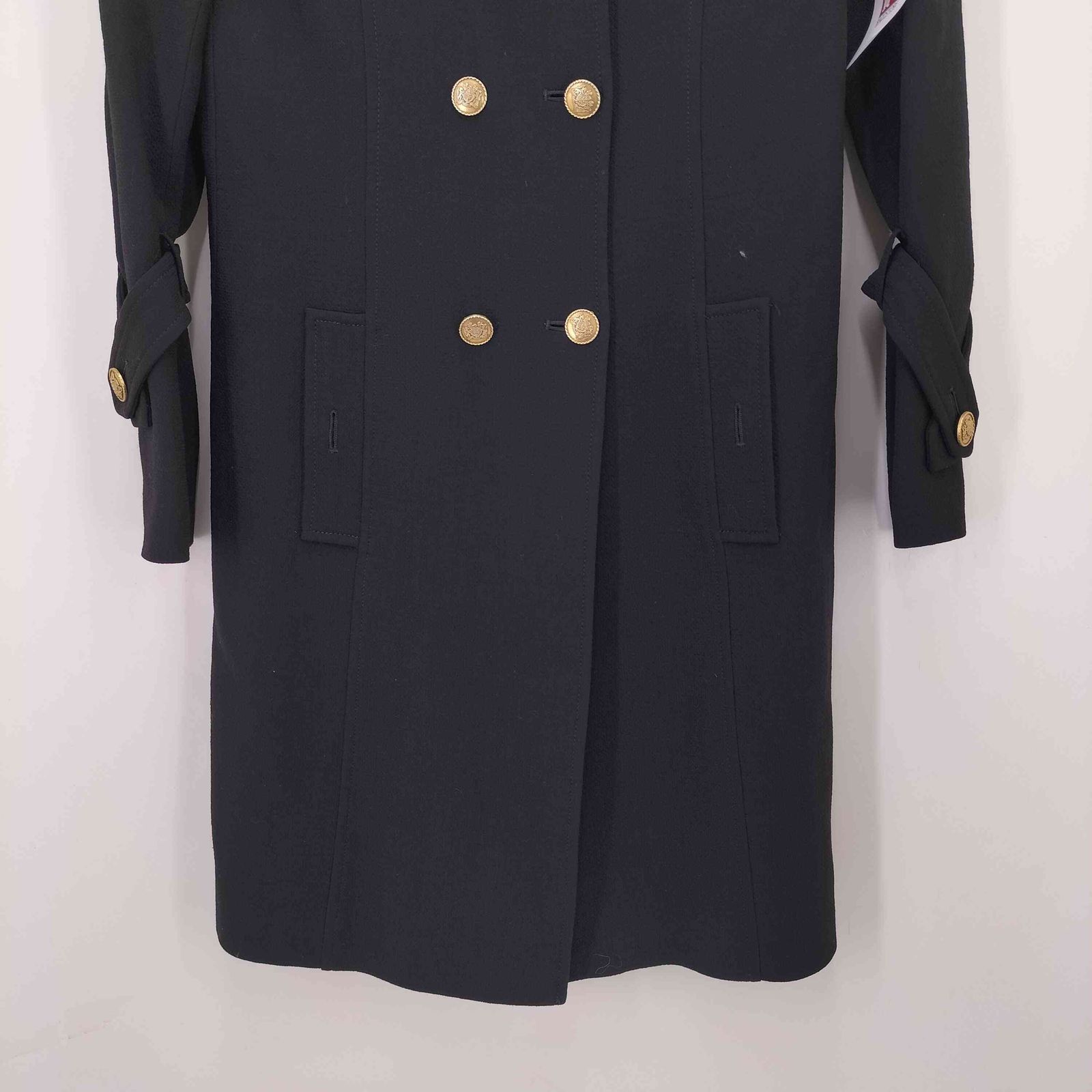 ユーズドフルギ USED古着 ウール 丸襟 金ボタン ダブルトレンチ