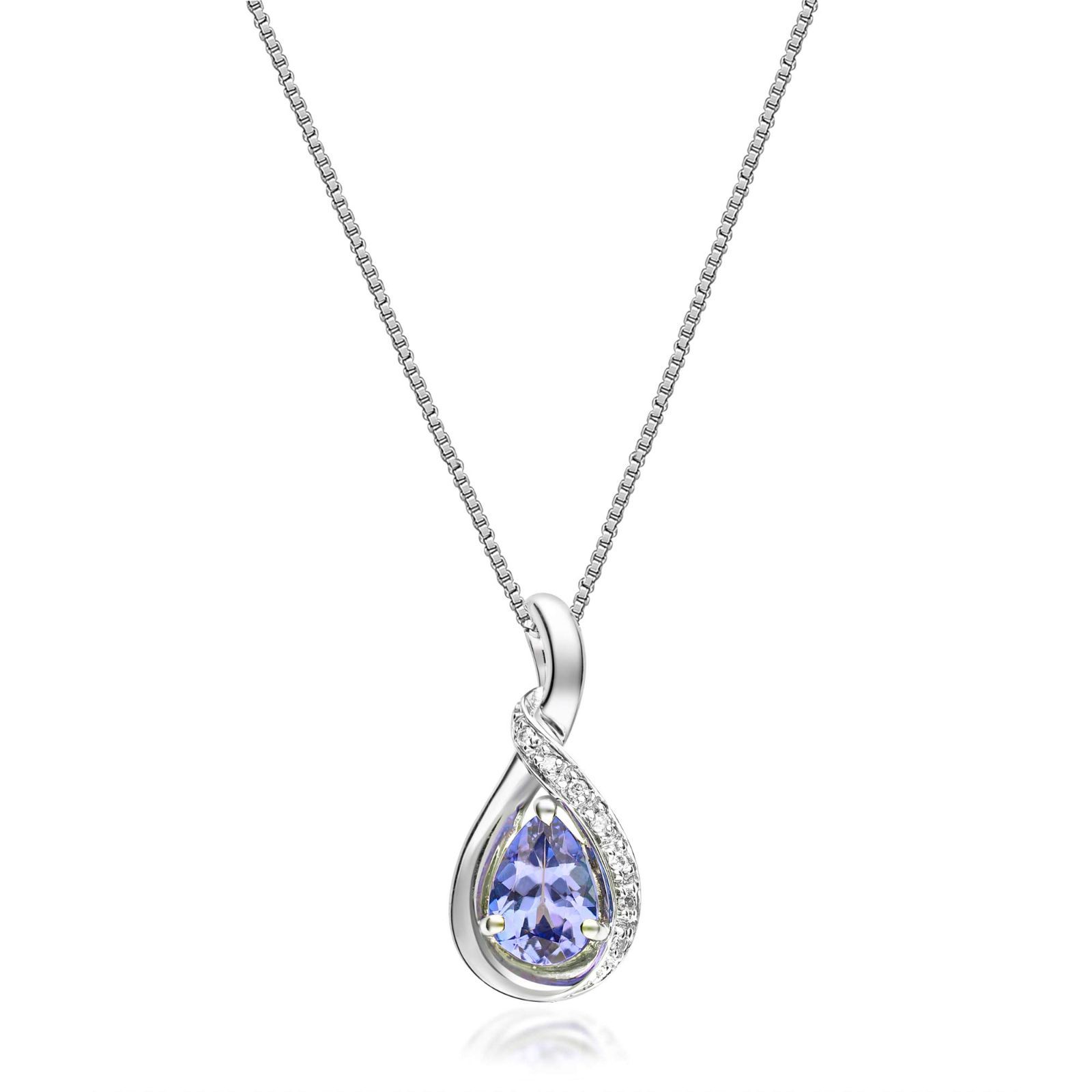 人気商品 Gin - Grace 925スターリングシルバーモザンビーク女性用ダイヤモンドを備えた本物のタンザナイトペンダント|倫理的 本物で 有機的に調達された 洋ナシカット 形状のタンザナイト手作りのジュエリー スタイル-10