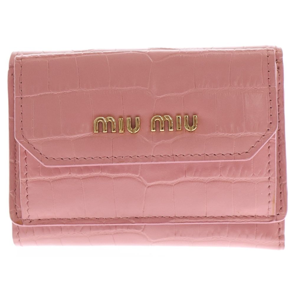 miumiu (ミュウミュウ) クロコエンボス ロゴプレート付3つ折り miumiu (ミュウミュウ) クロコエンボス ロゴプレート付3つ折り