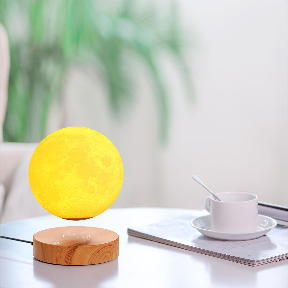最短発送！ 新着商品 vgazer浮遊Moon Lamp with木製Base and 3d印刷技術Floatingとスピンin mid-air自由にのユニークなギフト 部屋の装飾 ナイトライト Officeデスクおもちゃ ホワイト