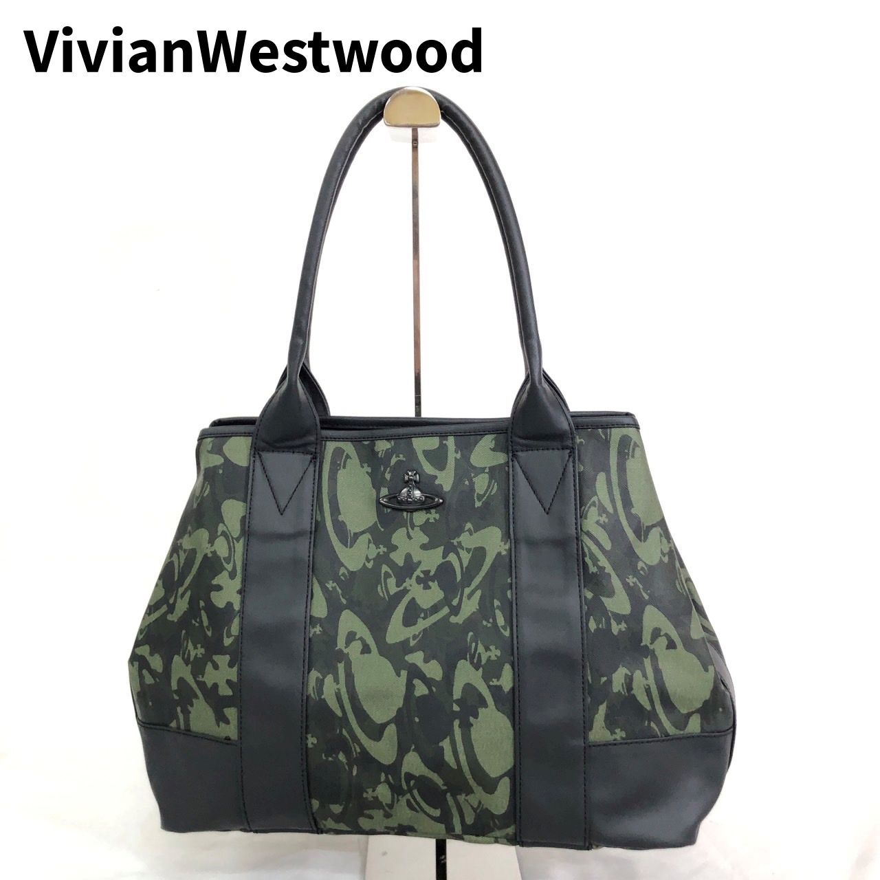 VivianWestwood ヴィヴィアン ウェストウッド  PVC 牛革 オーブ トートバッグ メンズ  カモフラージュ グリーン 【送料無料】 MIDA245721312