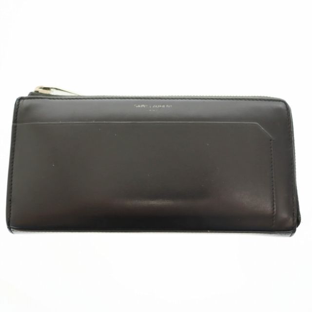 【美品】 サンローランパリ　Ｌ字ファスナー　コンパクト財布 サンローラン パリ SAINT LAURENT PARIS ロゴ レザー L字