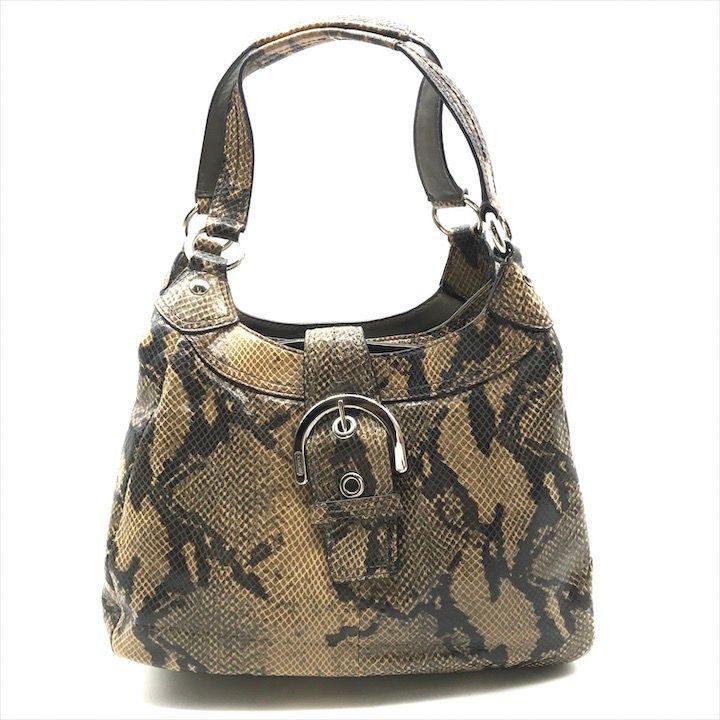 良品 COACH コーチ パイソン ハンド バッグ ブラウン k1922 - メルカリ 