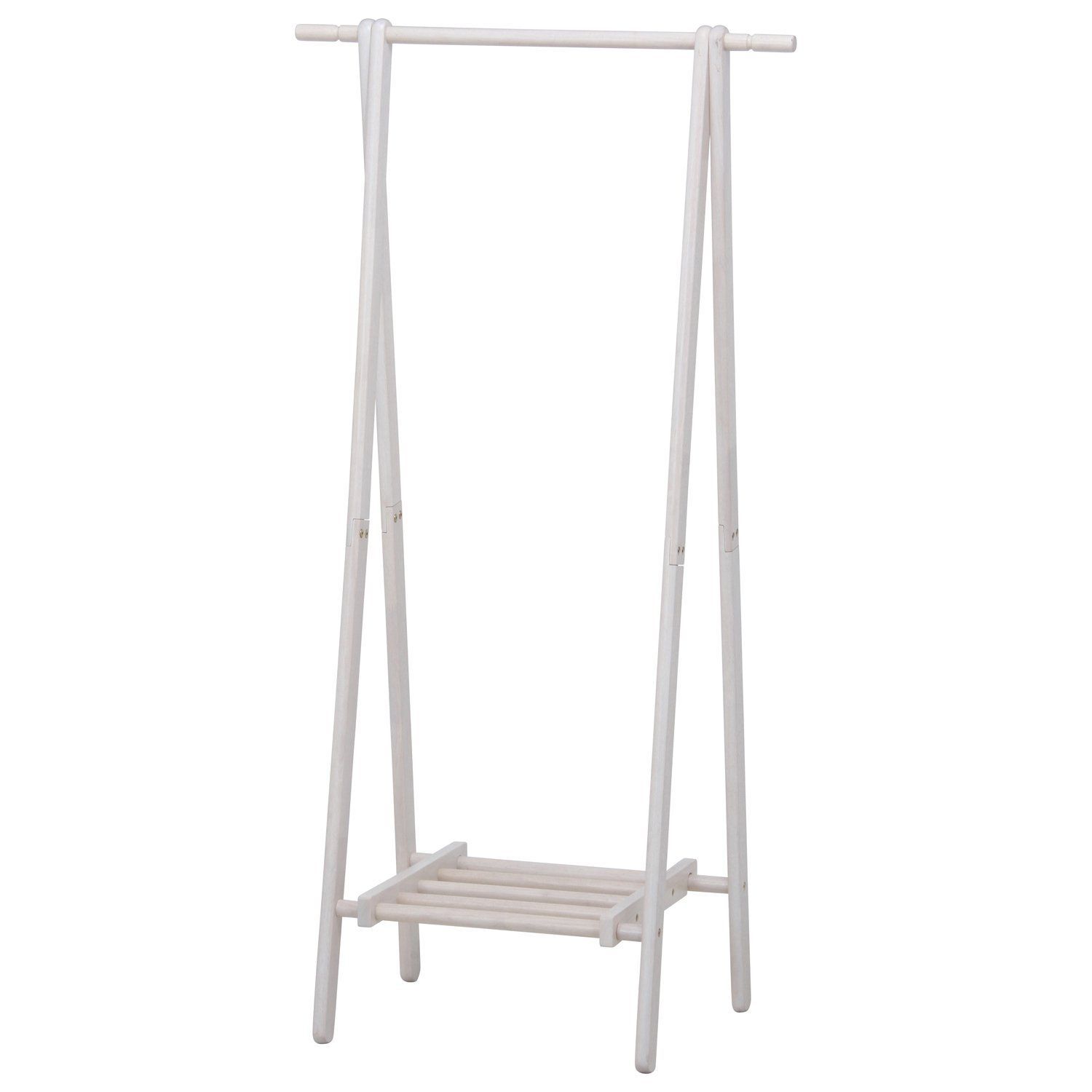 特別価格　14103 玄関 棚付き ホワイト 幅75×奥行45×高さ147.8cm 木製 スリム ハンガーラック コートハンガー 不二貿易