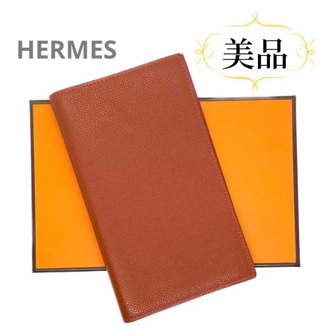 角のスレもほとんどないです【値下げ】エルメス　HERMES　手帳カバー　オレンジ　正規店購入品