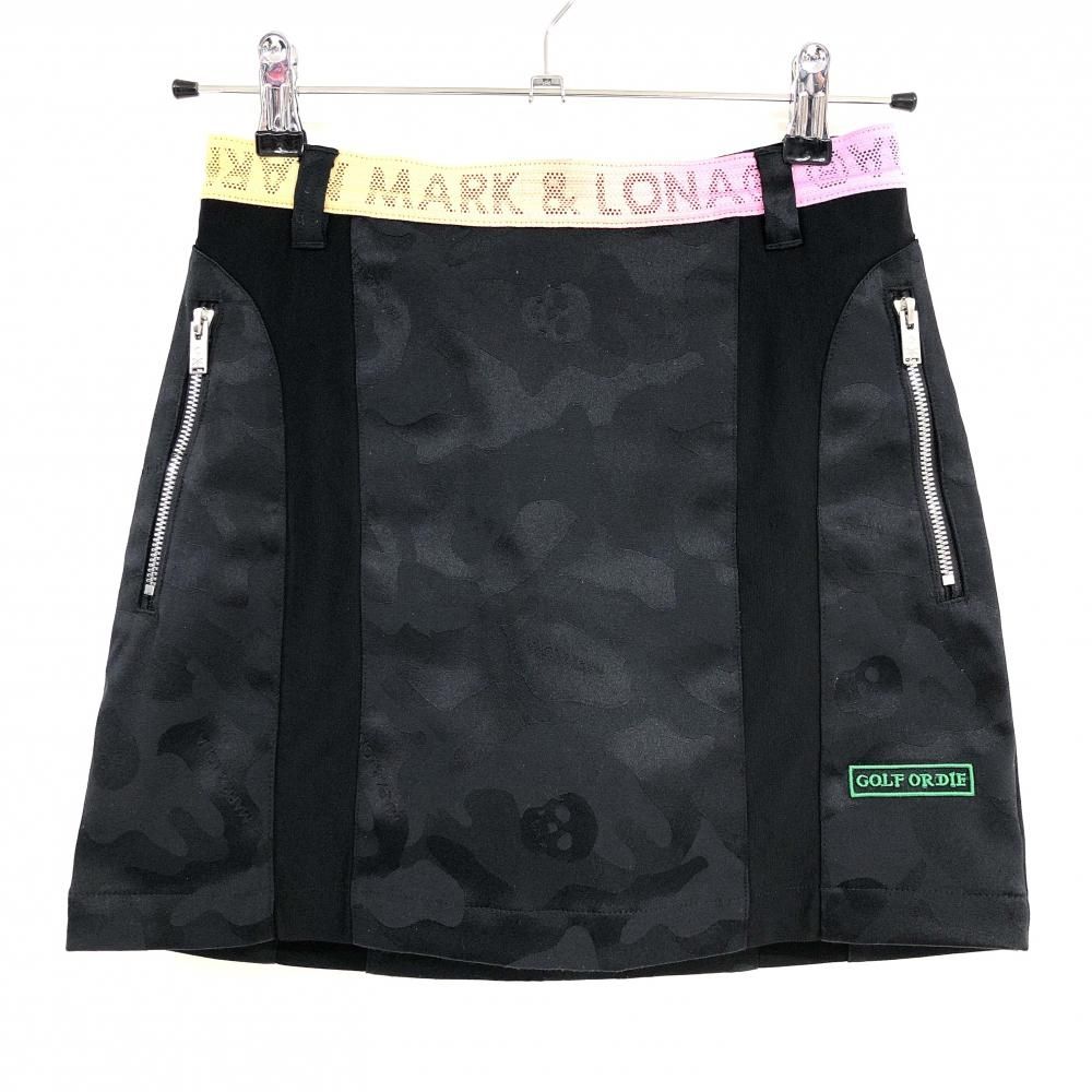 超美品】マークアンドロナ スカート 黒 迷彩 カモフラ ストレッチ