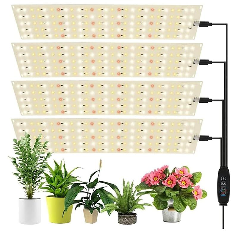 4pcs LED植物育成ライト 調光可能 植物成長ライト 暖色系 四枚