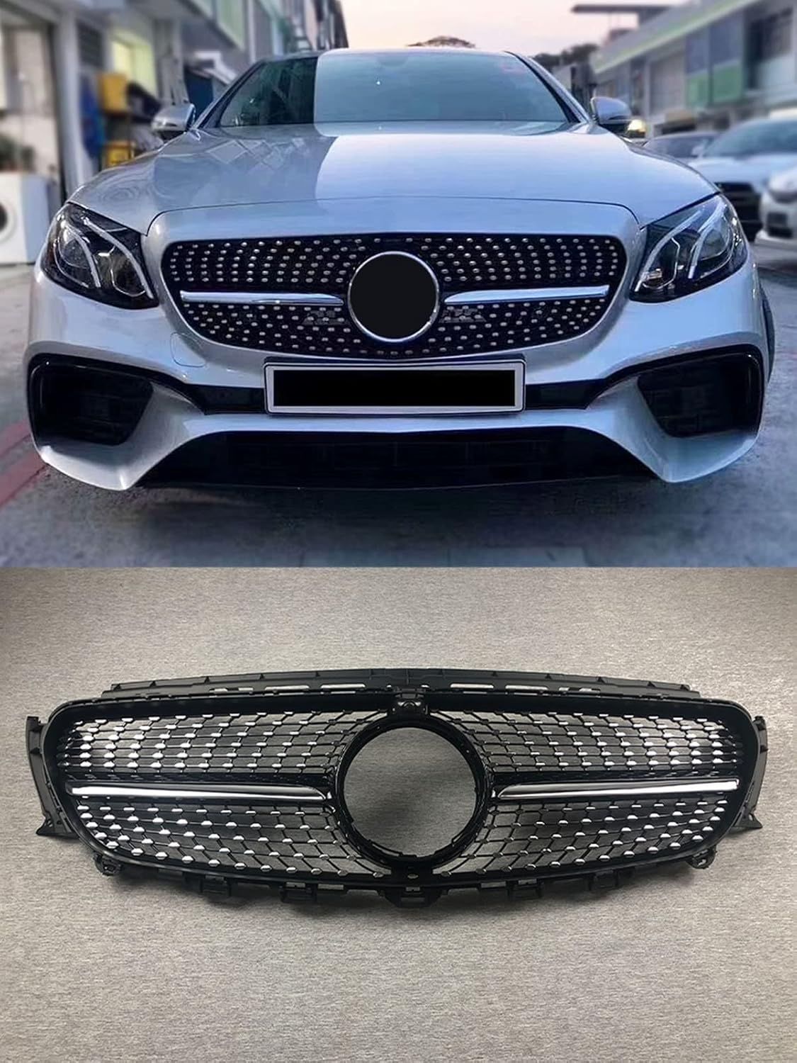 適用メルセデスベンツW213 Eクラス 2016-2020 C238 A238用ダイヤモンドE63スタイルフロントバンパーグリルキット ブラック