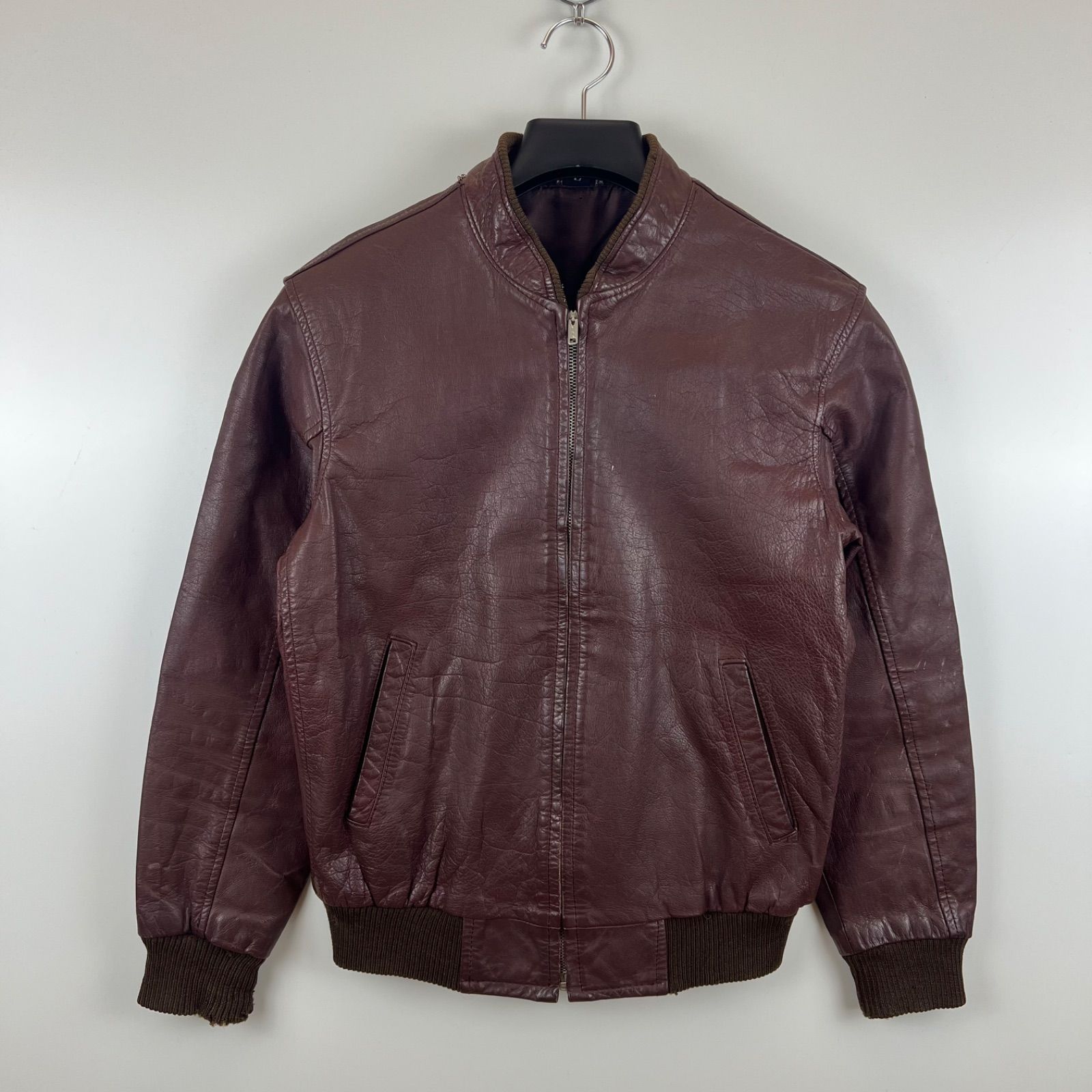 VINTAGE 60s old leather flight jacket L pinlock YKK ヴィンテージ
