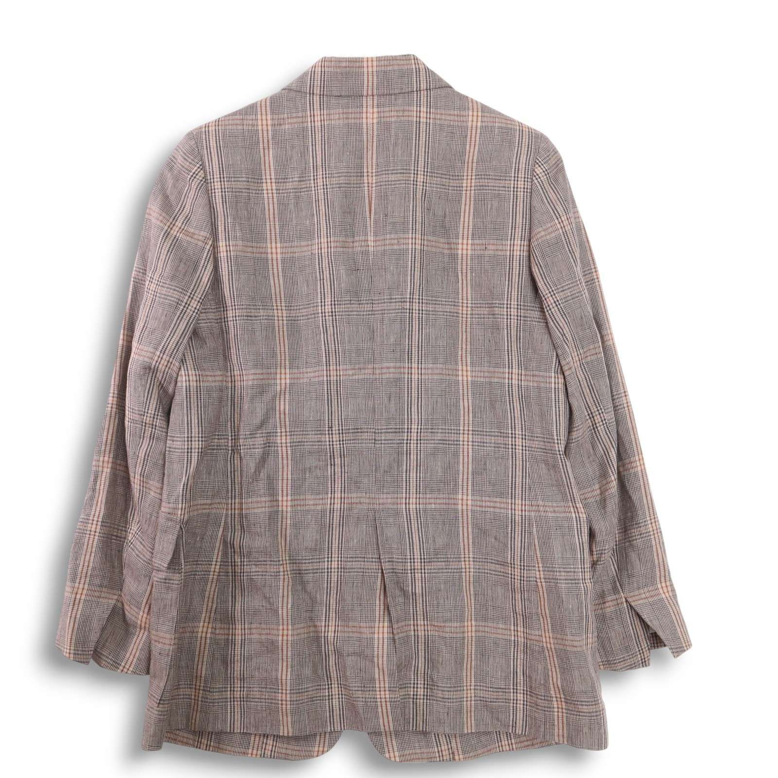 1er Arrondissement チェック柄テーラードジャケット36 美品 1er Arrondissement プルミエ アロンディスモン 春夏 麻100