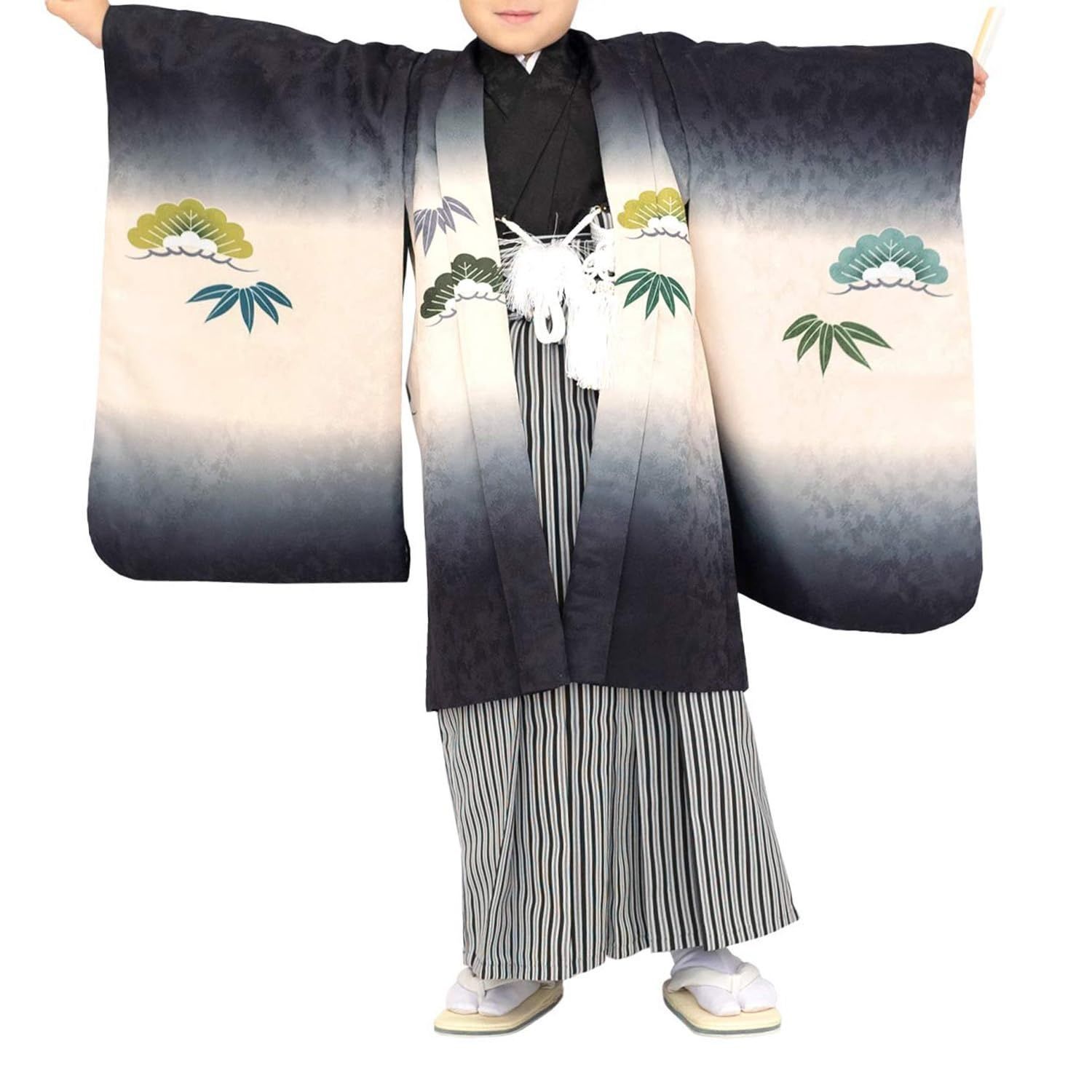 七五三 7歳 女の子 着物 フルセット 正絹 帯はこせこセット 黒地