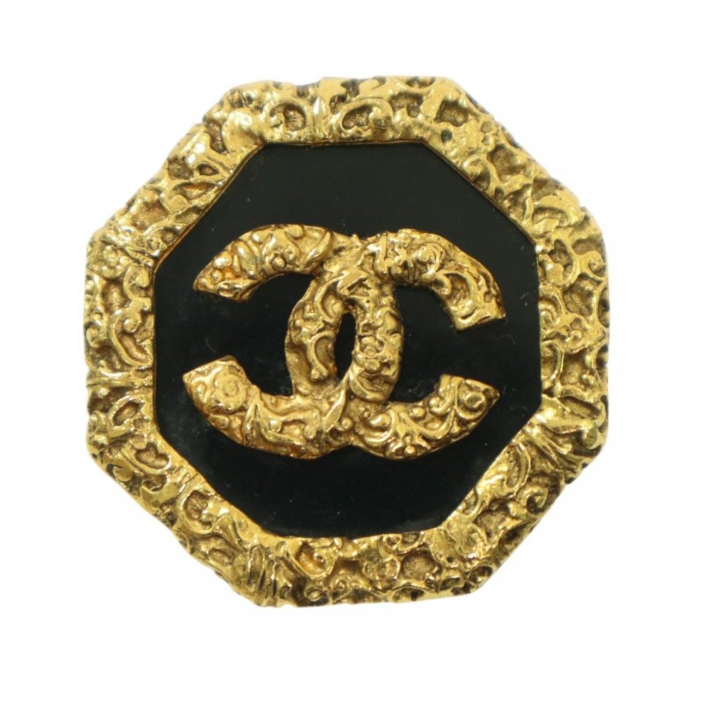 シャネル ブローチ レディース ココマーク 溶岩 マグマ アクセサリー ヴィンテージ CHANEL GP 93A ゴールド ブラック 黒 約24.3g 1993年