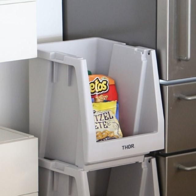 THOR STACKING SHELF CONTAINER ソー スタッキングシェルフコンテナ 20L ふたなし 収納ボックス 収納ケース おしゃれ コンテナボックス 収納棚 20リットル 衣装ケース リビング クローゼット キッチン 