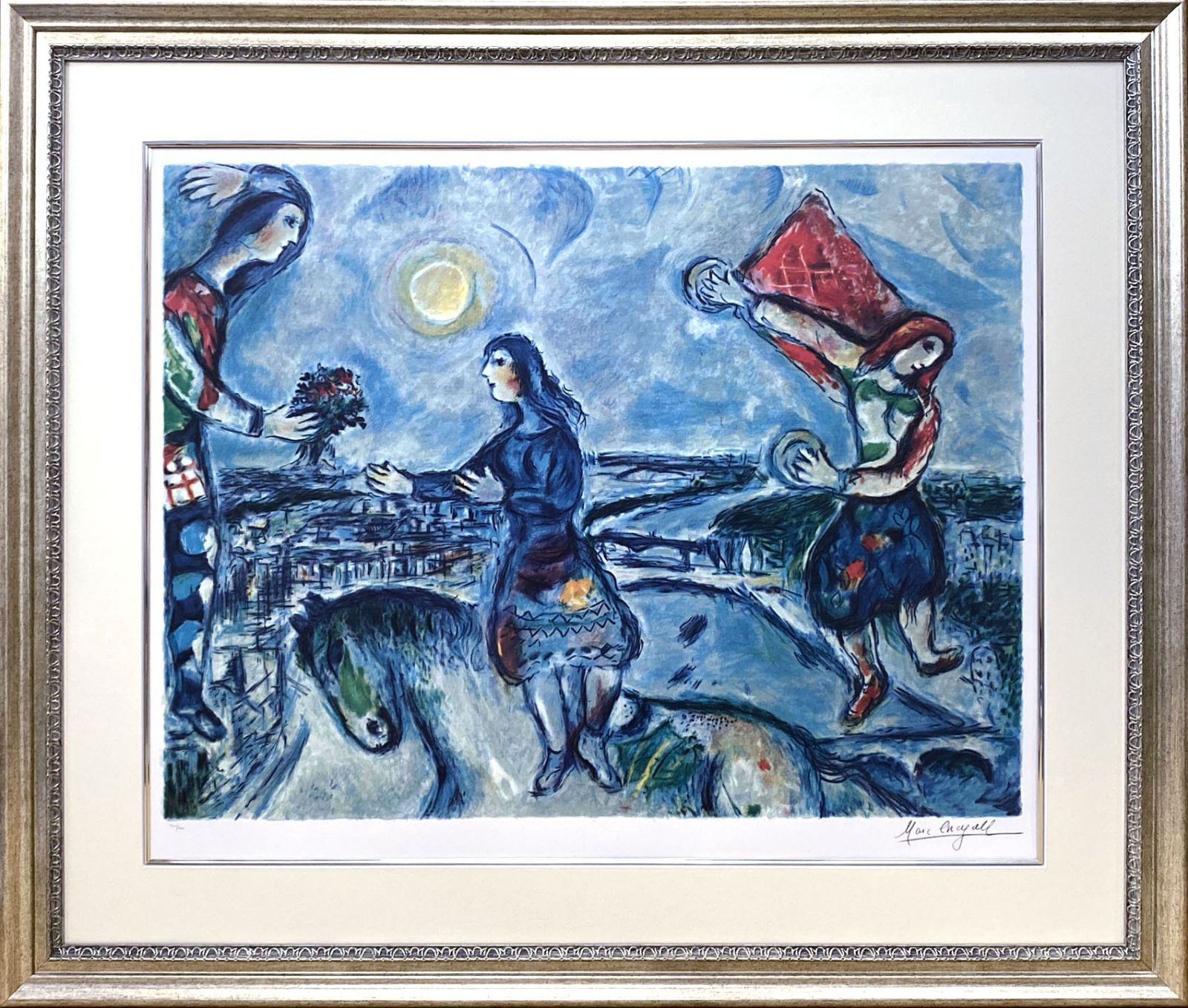 美品 マルク シャガール リトグラフ パリの恋人たち 限定 500 証明書有り 美品 マルク シャガール リトグラフ パリの恋人たち 限定 500