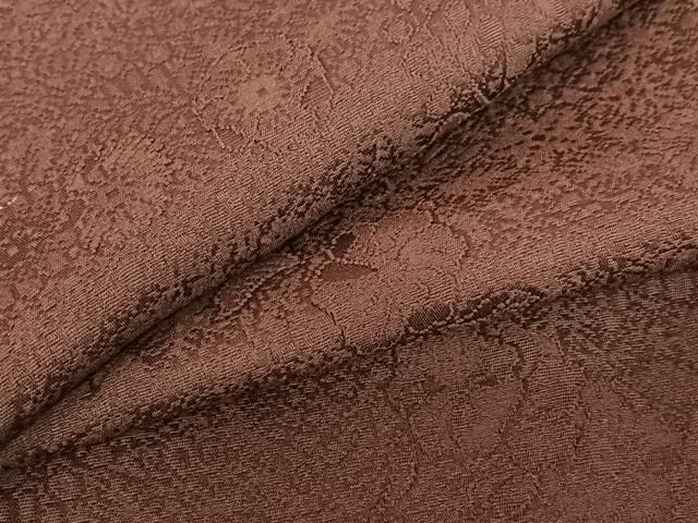 平和屋着物●上質な色無地 草花地紋 紫鳶色 正絹 AABB6410zg