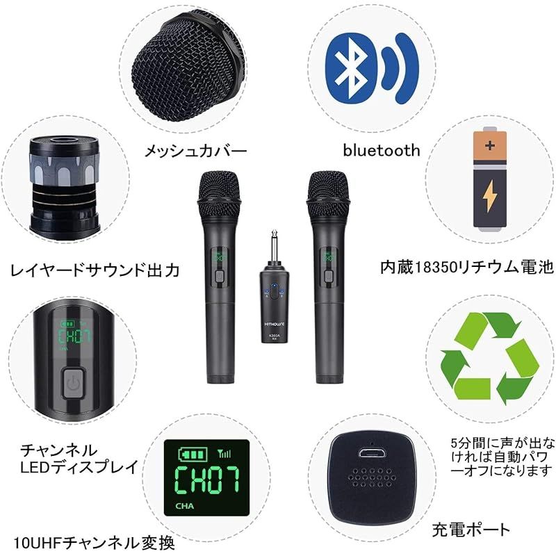 Kithouse  K28　ワイヤレスマイク  2本セット 充電式 Amazon.com: K28 Rechargeable Wireless Microphone Karaoke