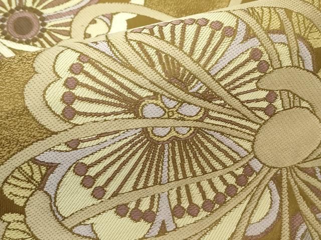 平和屋着物■極上　こむさでもーど・COMME CA DU MODE　六通柄袋帯　唐織　舞花文　桑染色地　逸品　未使用　CZAA3928s5 平和屋着物□極上 こむさでもーど・COMME CA DU MODE 六通柄袋帯 唐織