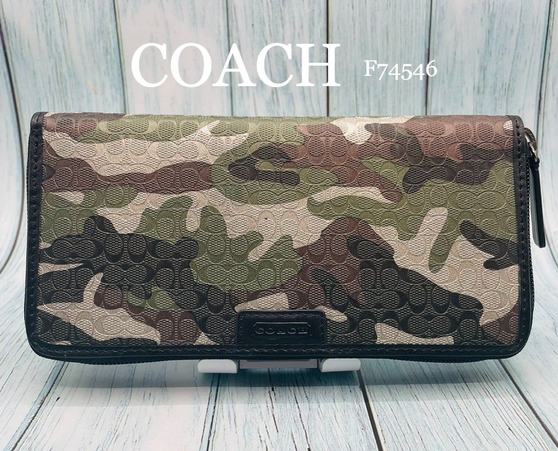 COACHコーチ 財布 長財布 メンズ財布 ファティーグ カモフラージュ