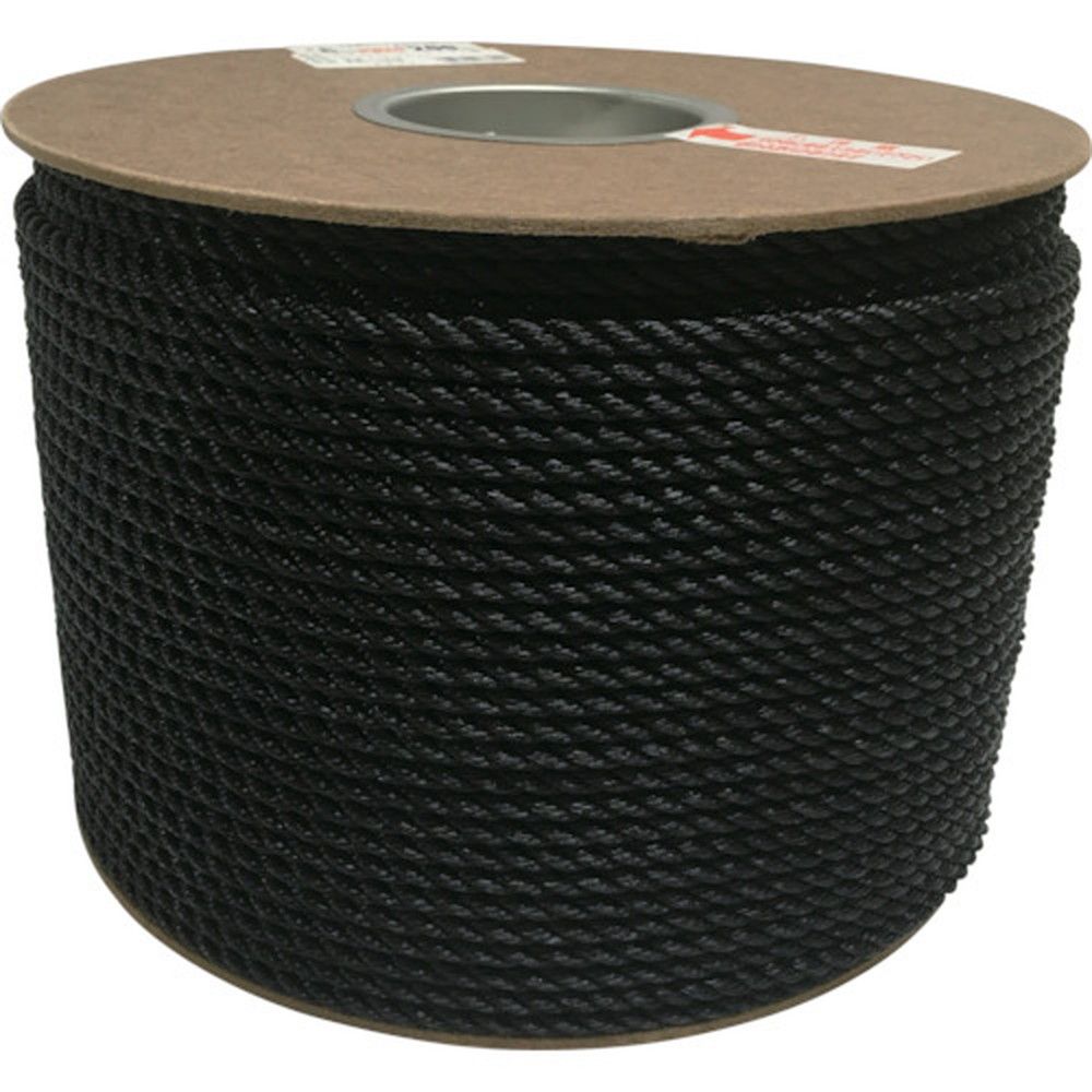 ユタカメイク ポリエチレンロープドラム巻 6mm×200m ブラック PRE-104