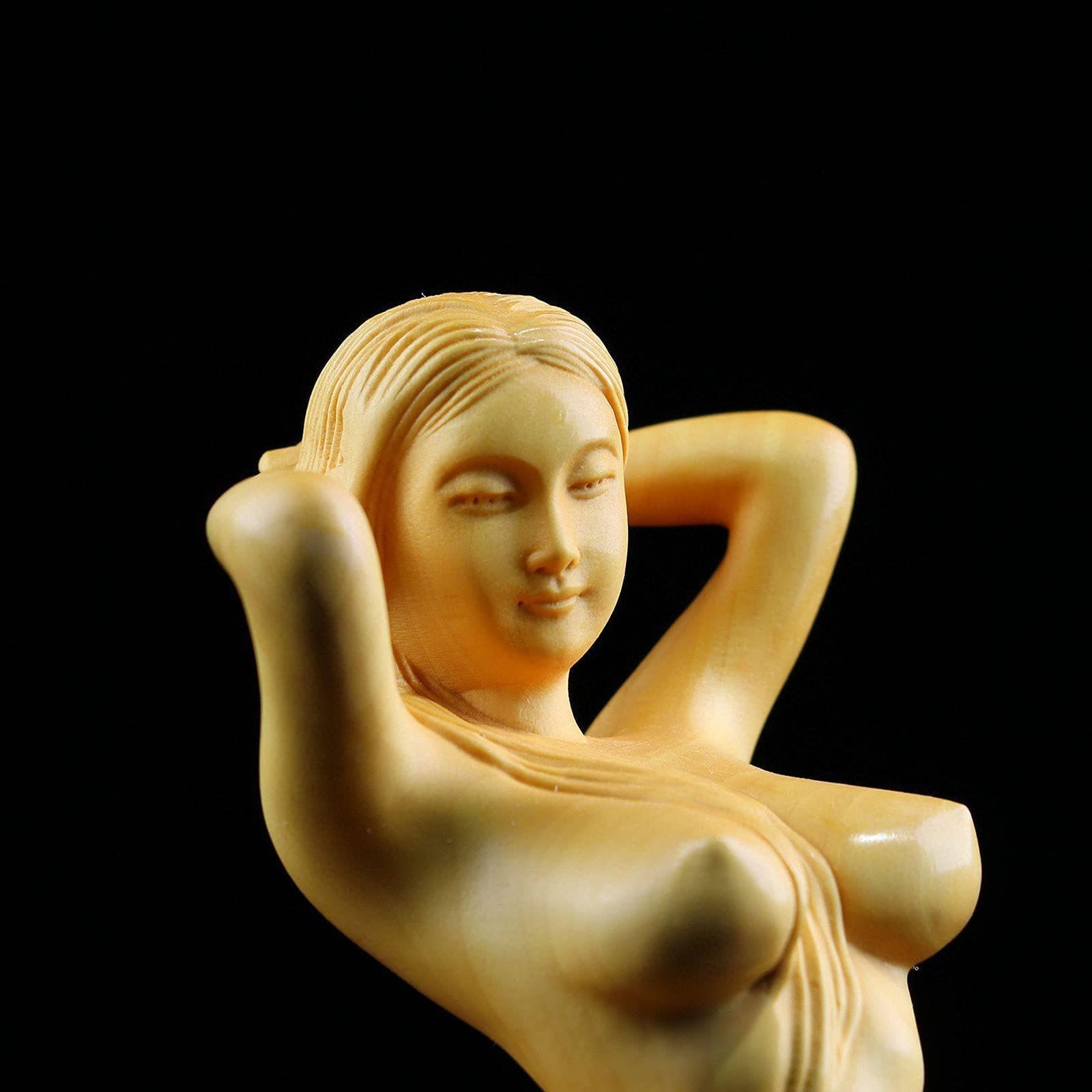 木彫り 3点セット 美女 女性 飾り 置物 ヌード 彫刻工芸品