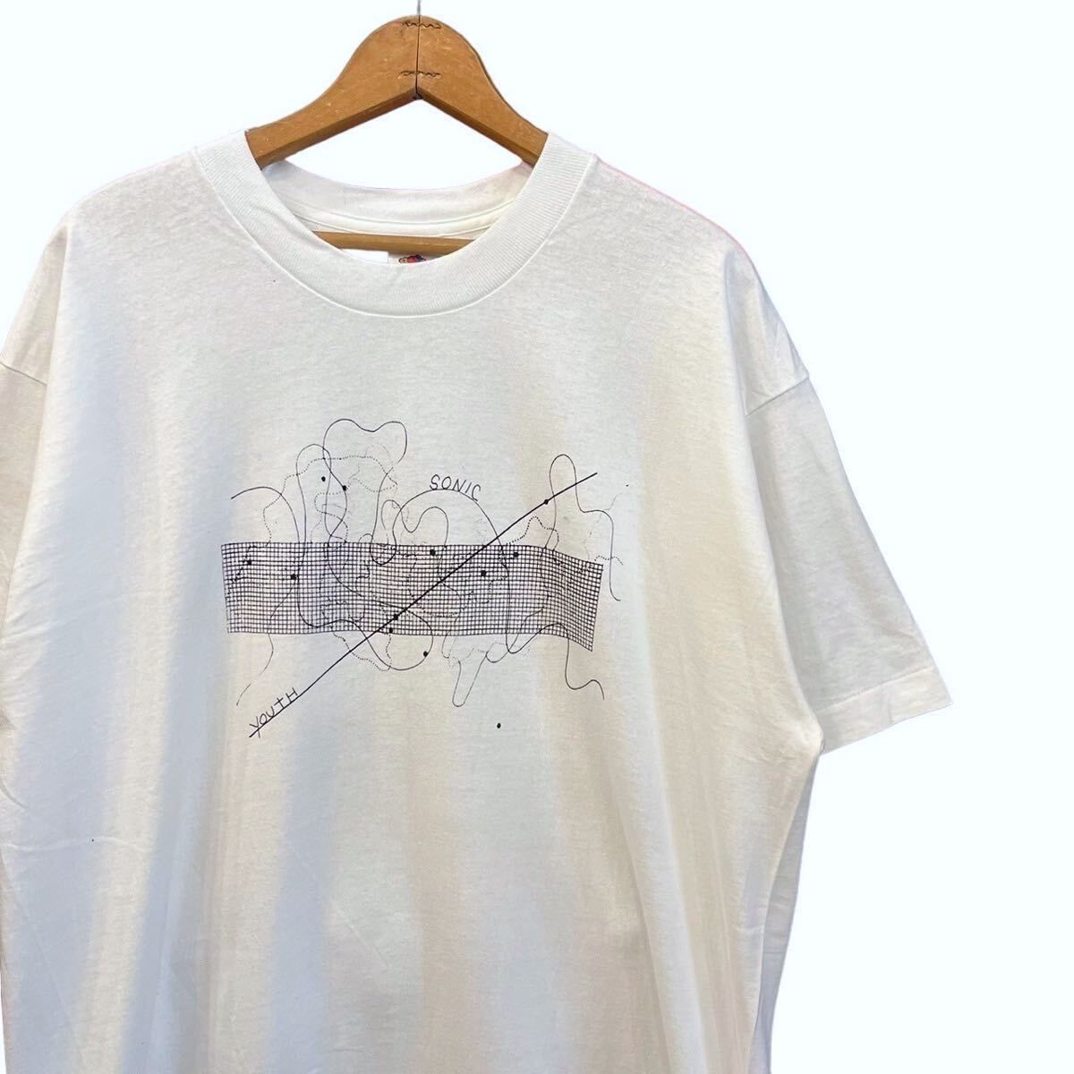 90s ビンテージ SONIC YOUTH 両面プリント バンド Tシャツ XL 白 USA製 