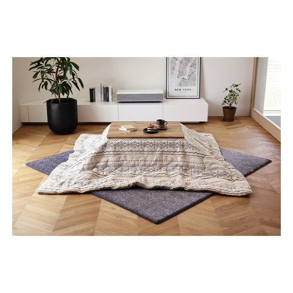 【新品】萩原  ハギハラ こたつ布団 ジラル 綿100% 薄掛け リバーシブル 約190×240cm アイボリー 270080861 (2583031)