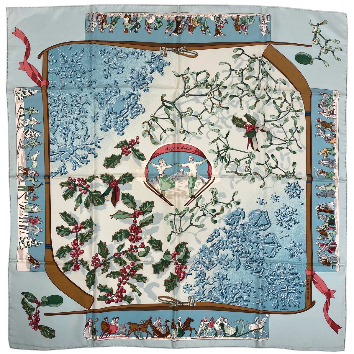 エルメス HERMES カレ90 去年の雪 Neige d'Antan エルメス カレ90 neige d antan 去年の雪 ネイビー レディース