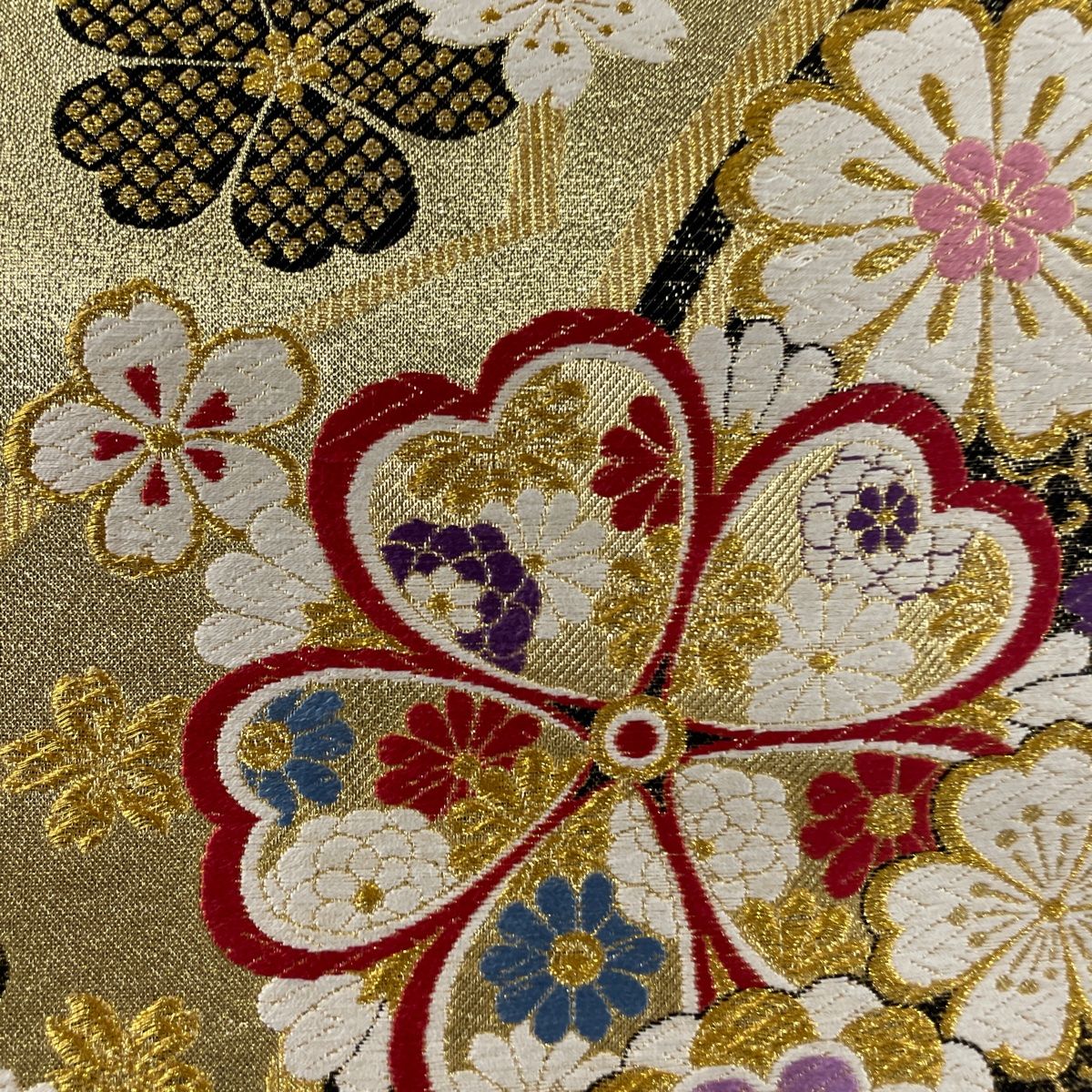 袋帯 美品 逸品 華文 草花 金銀糸 刺繍 胡散臭い 茶色 六通 正絹