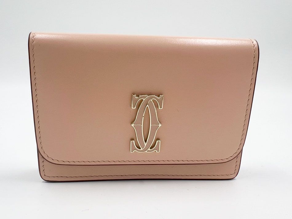 【美品】カルティエ Cドゥ 名刺入れ フラップ式　ピンク 極美品✨カルティエ Cドゥ カルティエ 名刺入れ 美品