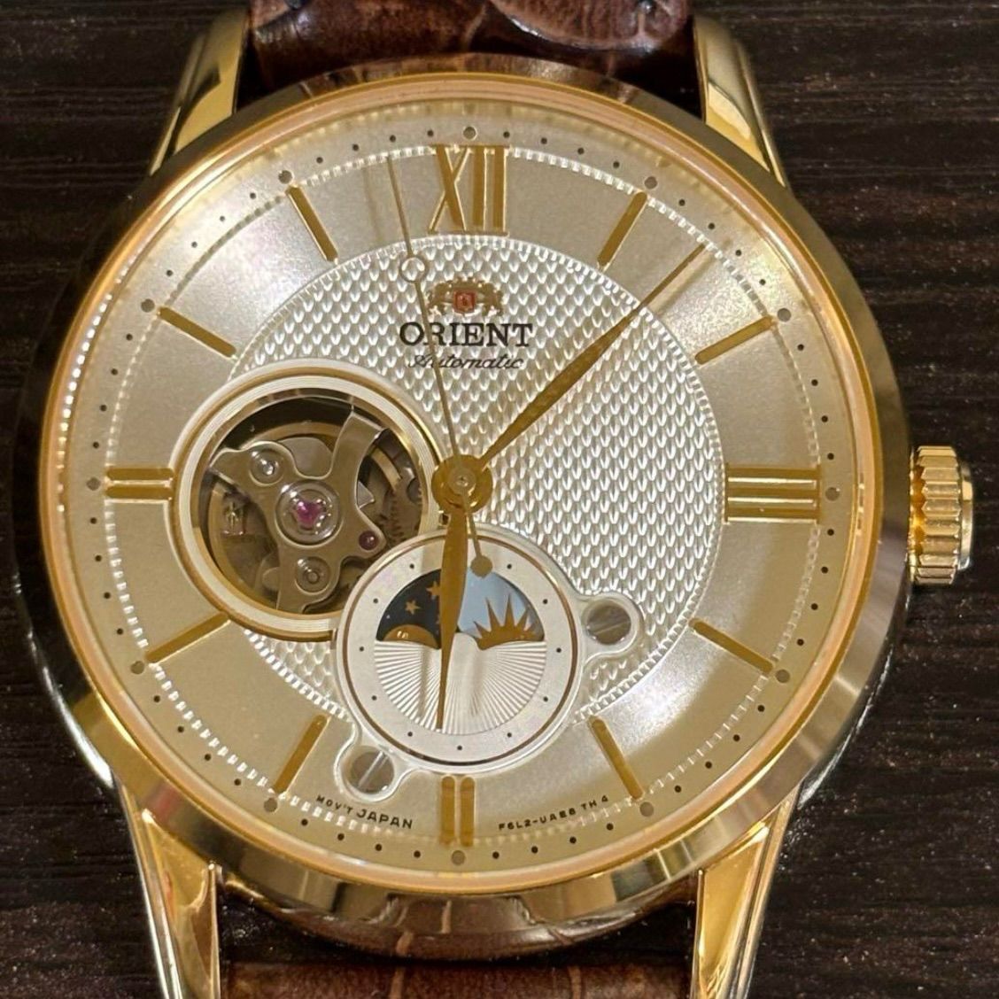 オリエント　ORIENT 自動巻き 腕時計 ゴールド/ブラウン　SUN＆MOON オリエントORIENT 自動巻き 腕時計 ゴールド/ブラウンSUN＆MOON